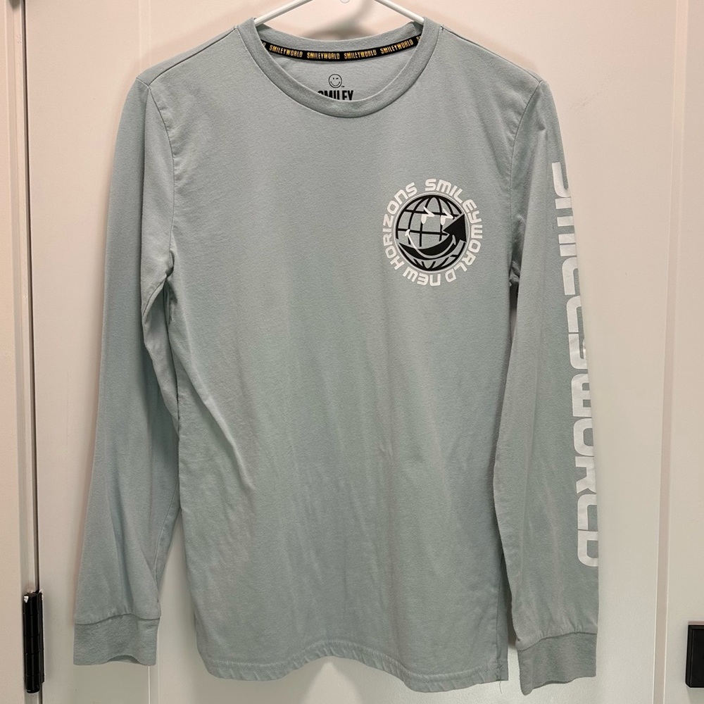 Blue Long Sleeve Tee with Crew Neck